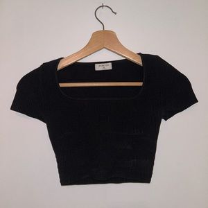 Babaton-Aritzia black sculpt knit squareneck crop top-xs